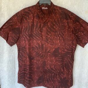 Fresku Hawaiian Print Men's Burgundy Patterned Casual Shirt
